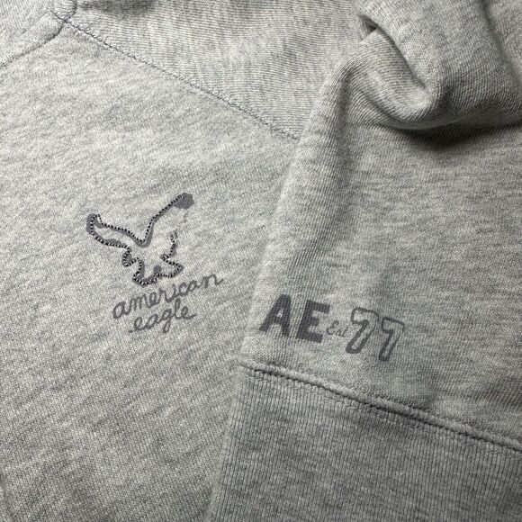 American Eagle Hoodie Women Size M Gray Pullover Preppy Academia AEO Est 77 Y2K - Picture 6 of 14